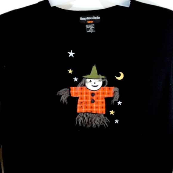 Hampshire Studio Black Graphic Halloween Tee Sz M - Picture 2 of 5